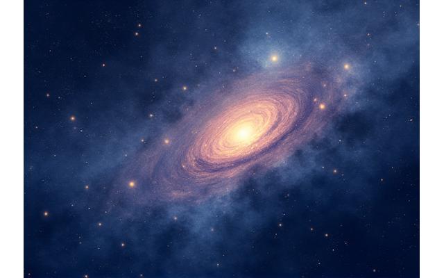 Nachtfarbene Szene mit Sternen und Andeutung einer Galaxie, die Mysterium und Wissen vermittelt.